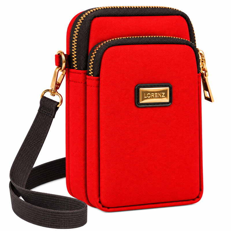 (image for) 2437 Red Polyester Double Zip Rnd X-Body Bag With Adj Strap (N)